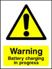Warning Battery Charging In Progress safety sign