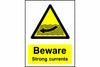 Beware strong currents sign