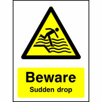 Beware Sudden drop safety sign