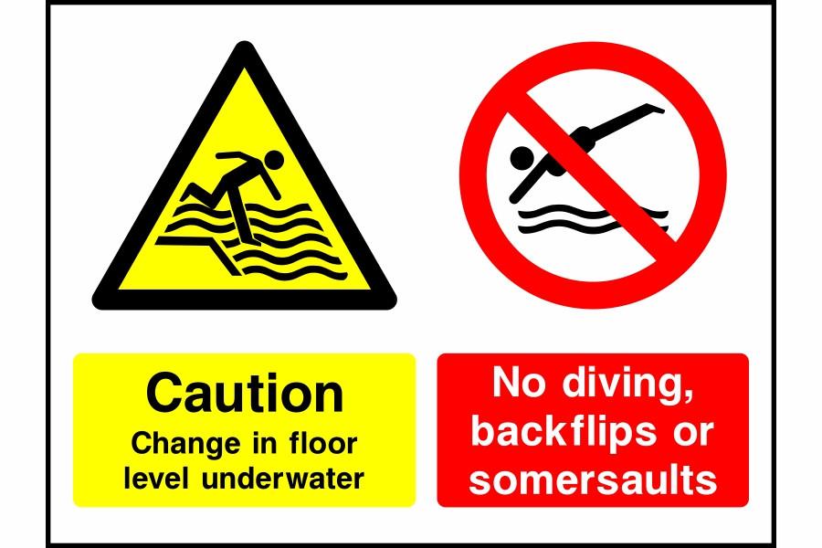 Caution Change in floor level underwater No diving safety sign | SK ...